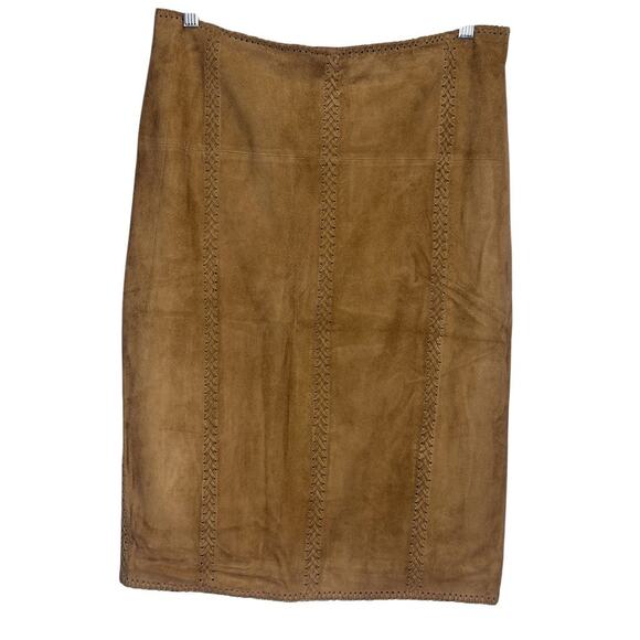 Doncaster Dresses & Skirts - Vintage 90s Doncaster Suede Leather Straight Skirt Sz 8 Warm Tan Boho Western